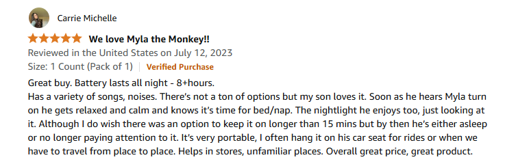 Parent's review for white noise machine