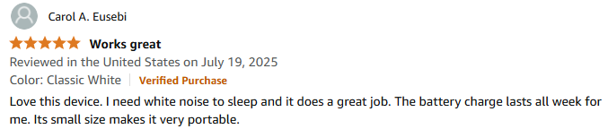 Parent's review for white noise machine