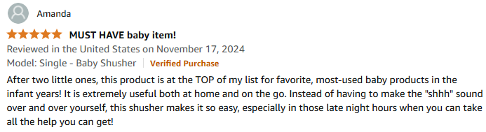 Parent's review for white noise machine