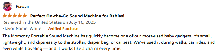 Parent's review for white noise machine